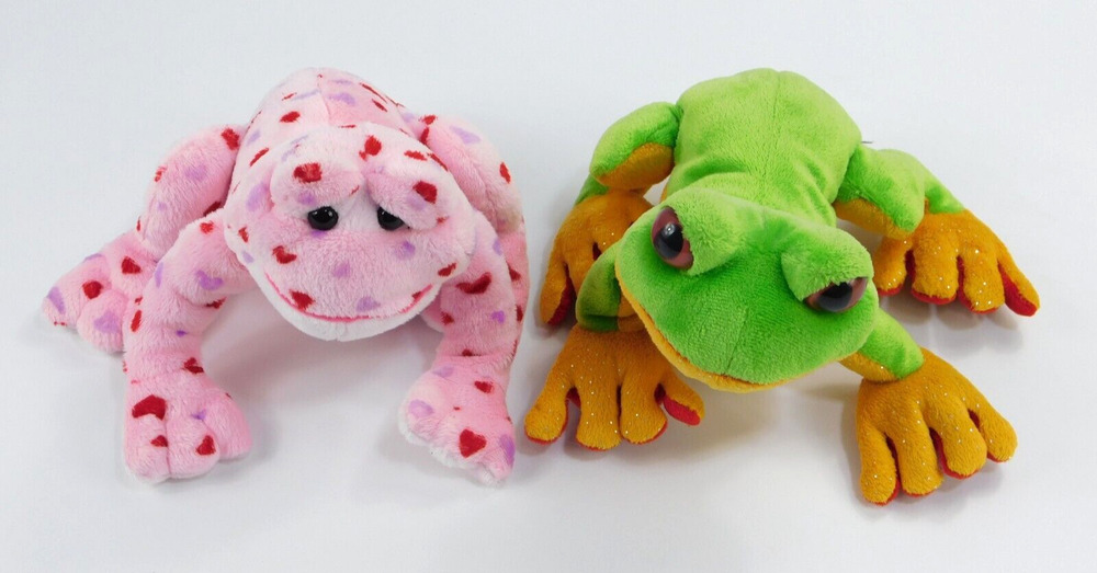 Webkinz Green & Pink Hearts Frogs Plush